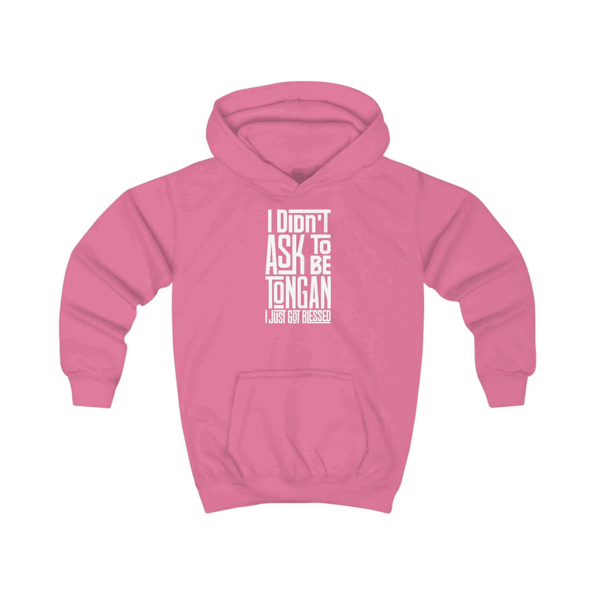 "I Didn't Ask To Be Tongan" Youth/Unisex Hoodie White Print
