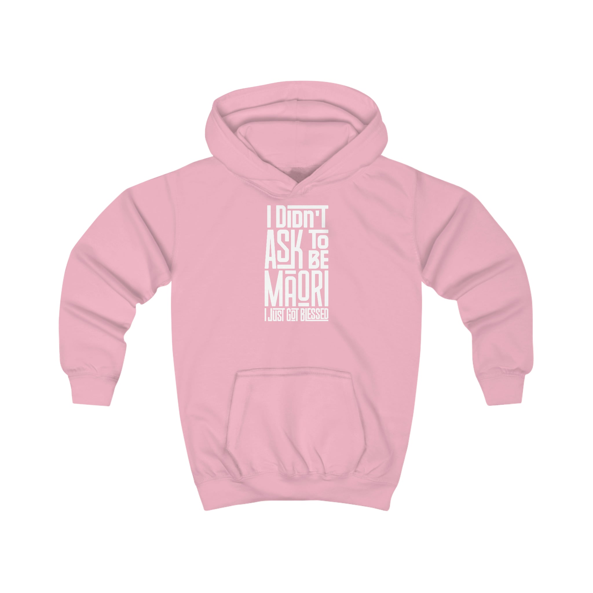 "I Didn't Ask To Be Maori" Youth/Unisex Hoodie White Print