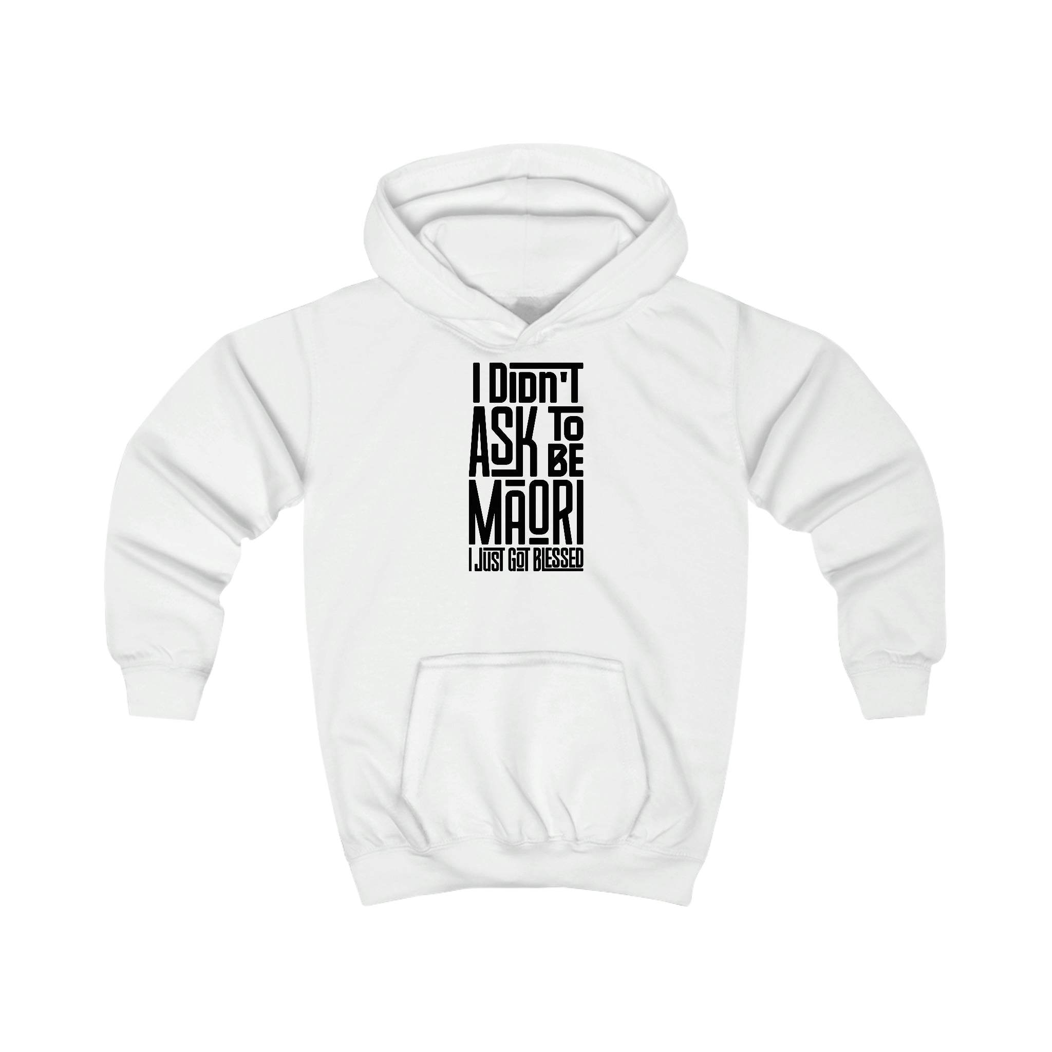 "I Didn't Ask To Be Maori" Youth/Unisex Hoodie Black Print