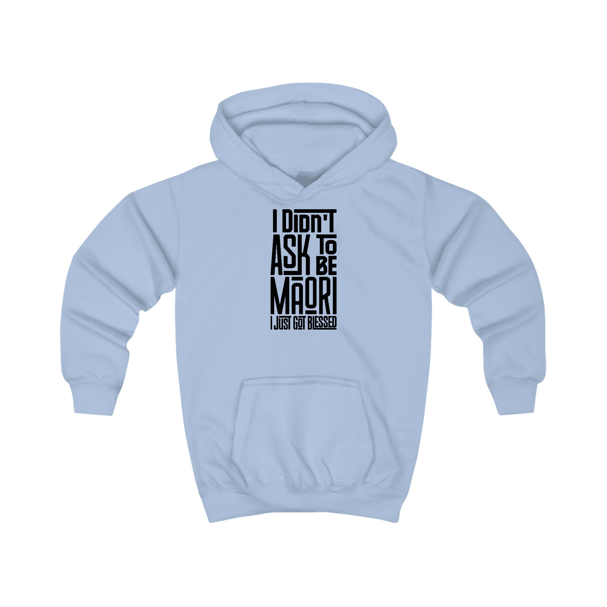 "I Didn't Ask To Be Maori" Youth/Unisex Hoodie Black Print