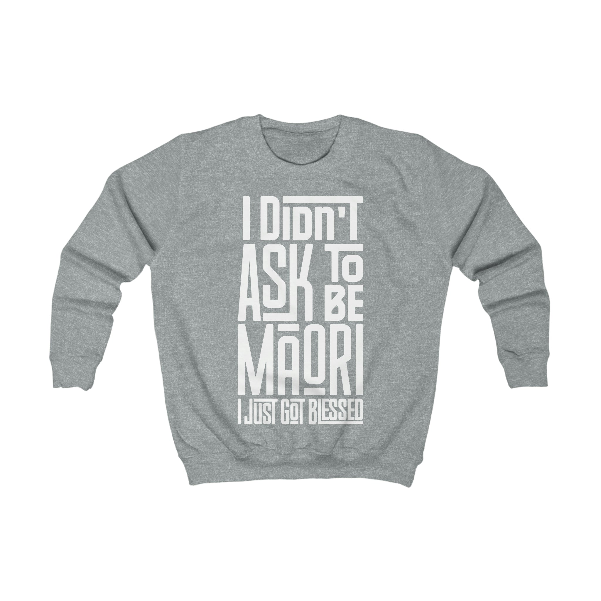 "I Didn't Ask To Be Maori" Youth/Unisex Sweatshirt White Print