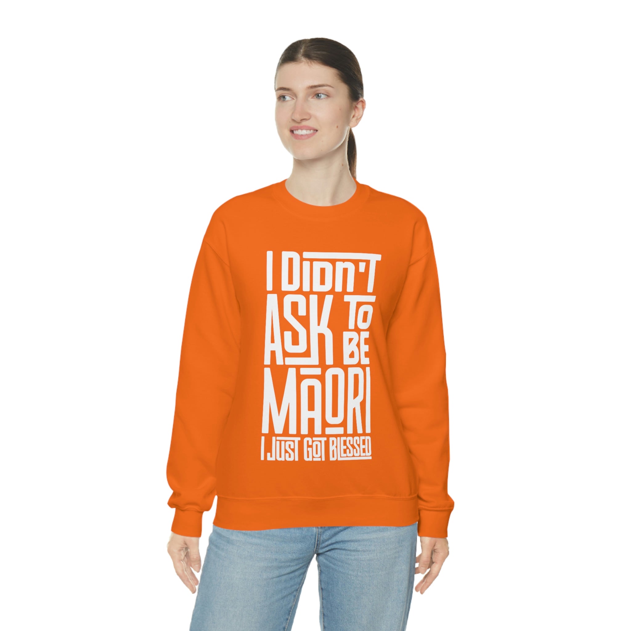 "I Didn't Ask To Be Maori" Unisex Sweatshirt White Print