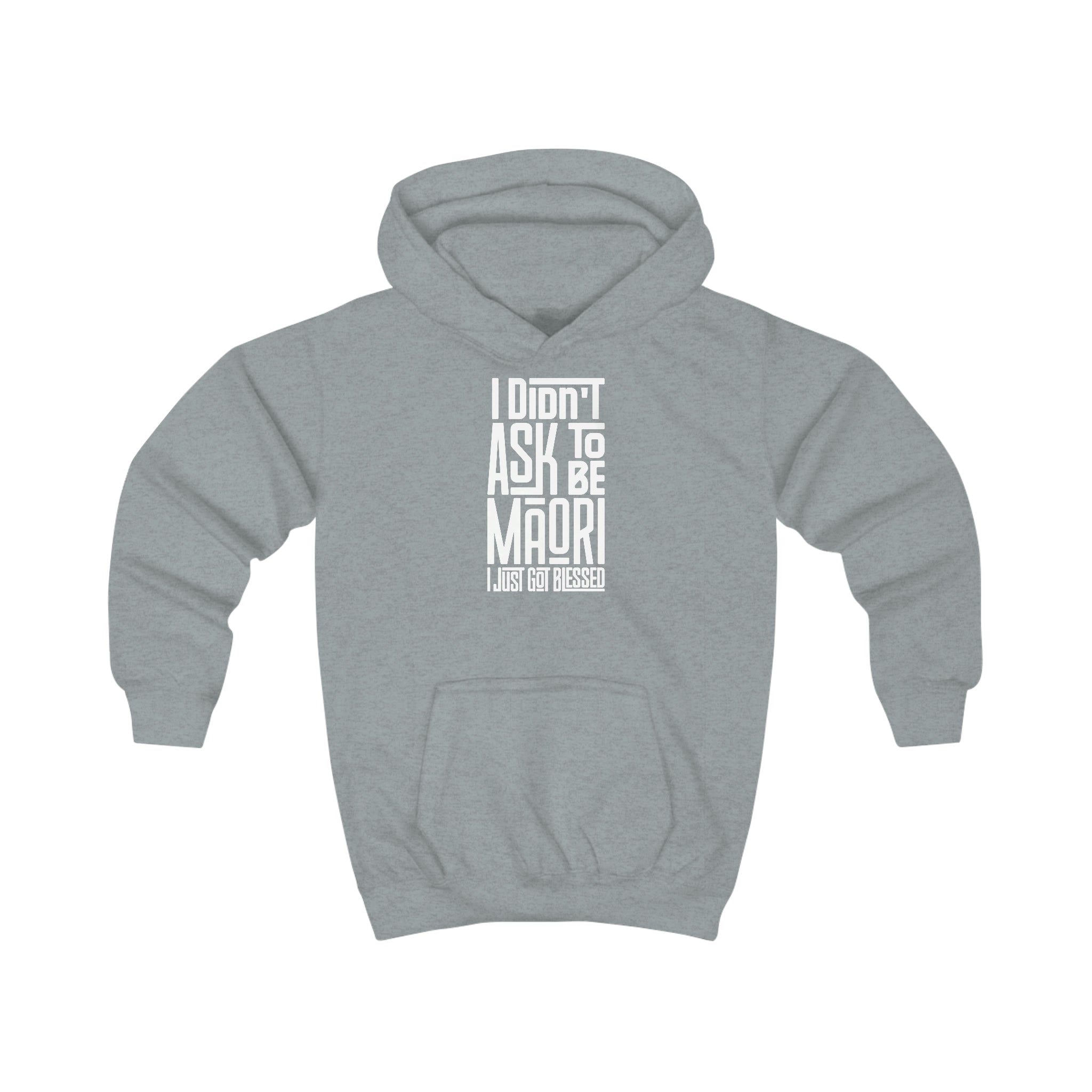 "I Didn't Ask To Be Maori" Youth/Unisex Hoodie White Print