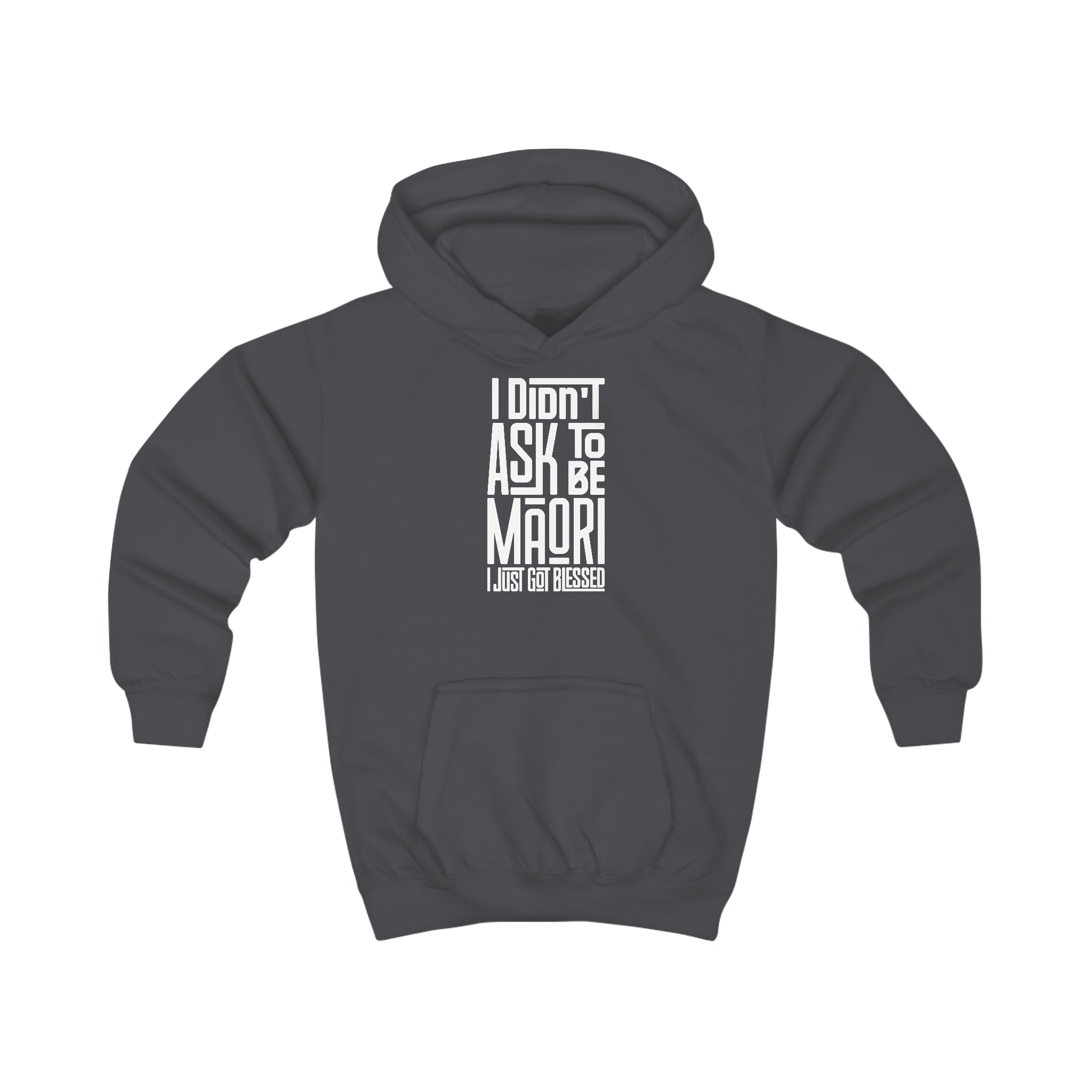 "I Didn't Ask To Be Maori" Youth/Unisex Hoodie White Print