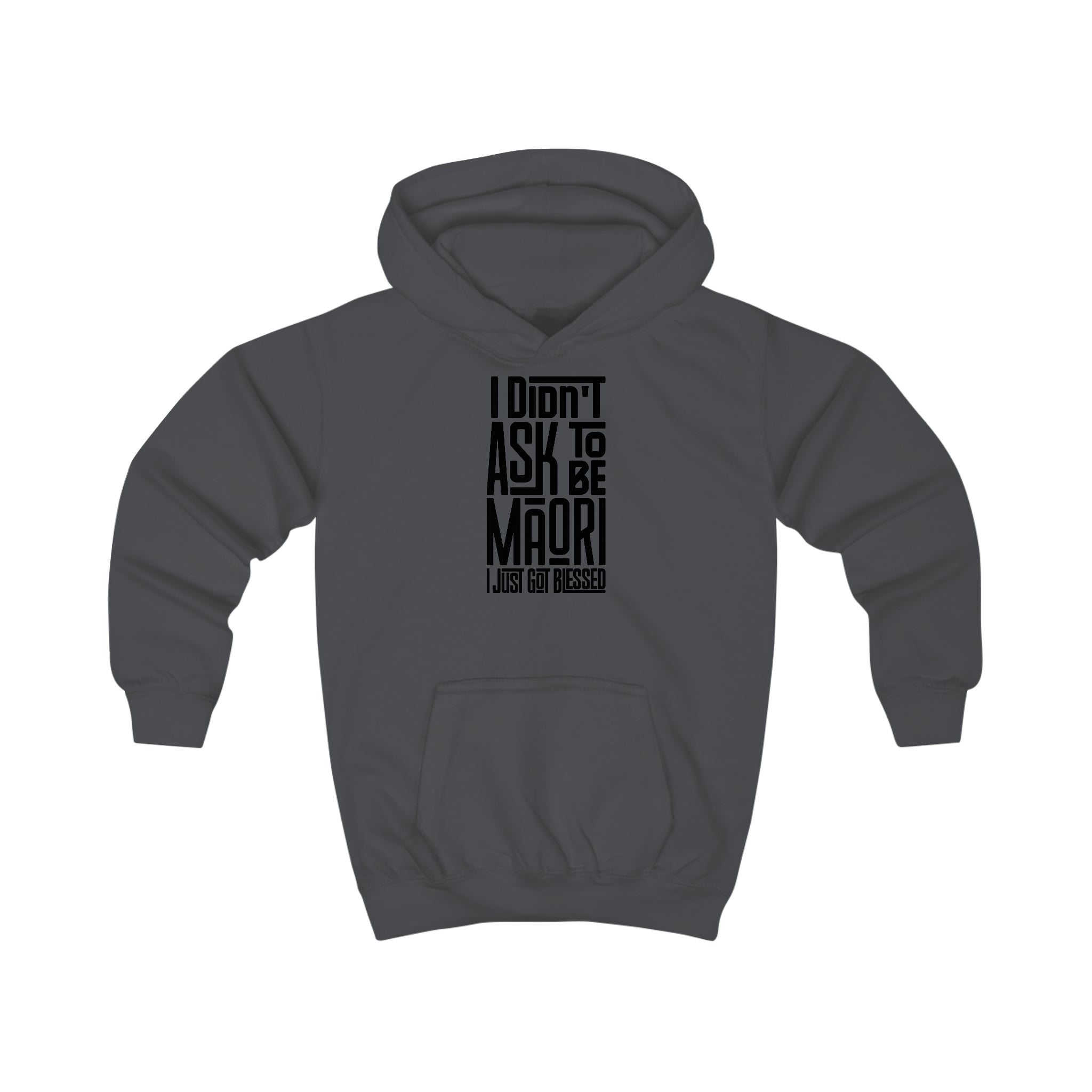 "I Didn't Ask To Be Maori" Youth/Unisex Hoodie Black Print