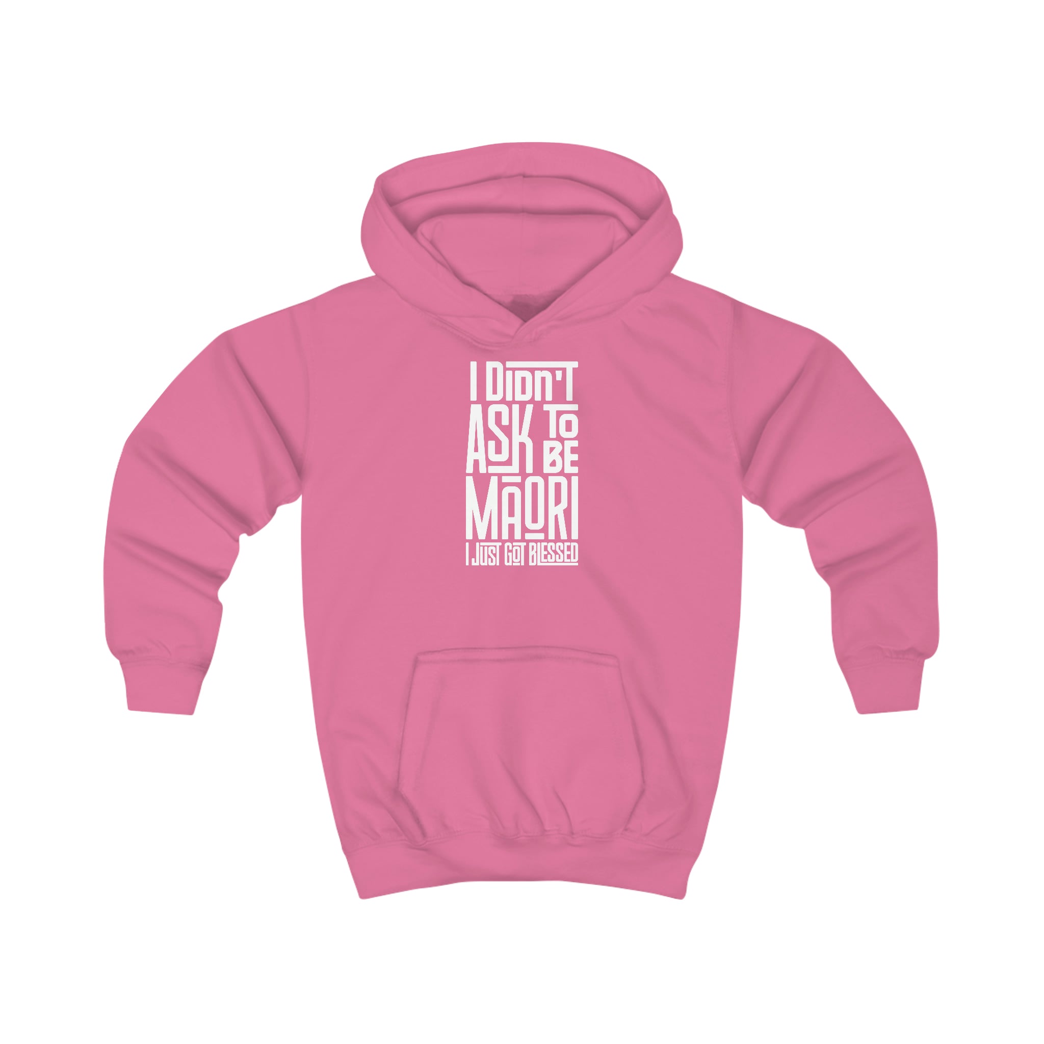 "I Didn't Ask To Be Maori" Youth/Unisex Hoodie White Print