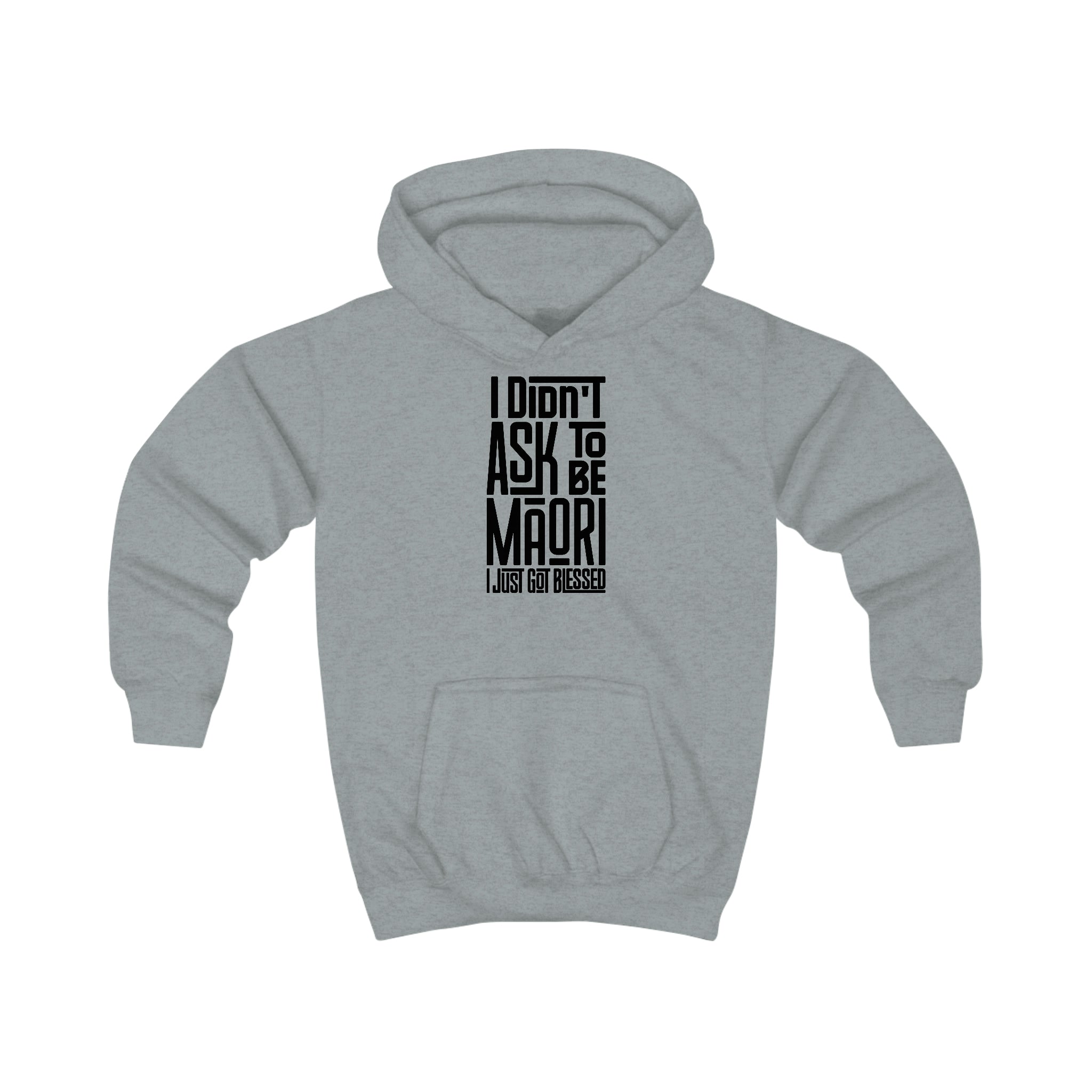 "I Didn't Ask To Be Maori" Youth/Unisex Hoodie Black Print